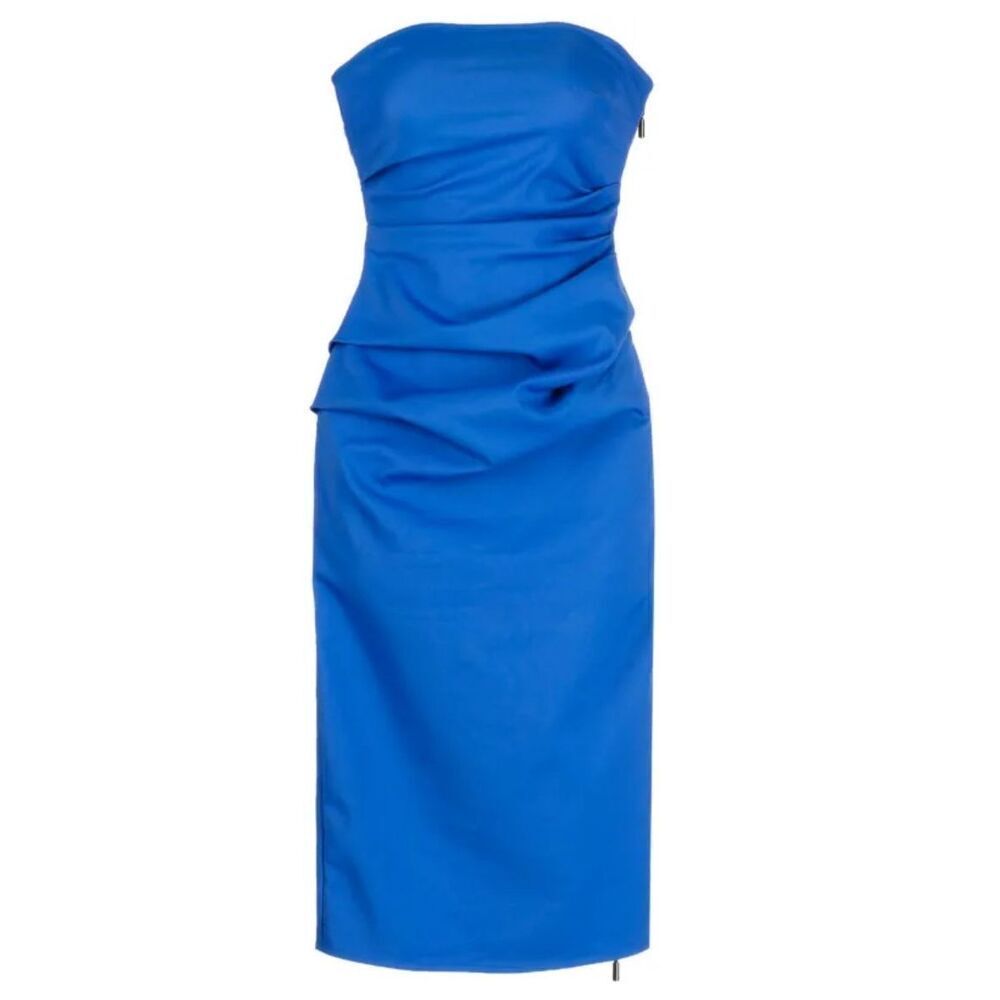 Maticevski Cygnet Ruched Strapless Dress in Royal Blue NWT Size US 6